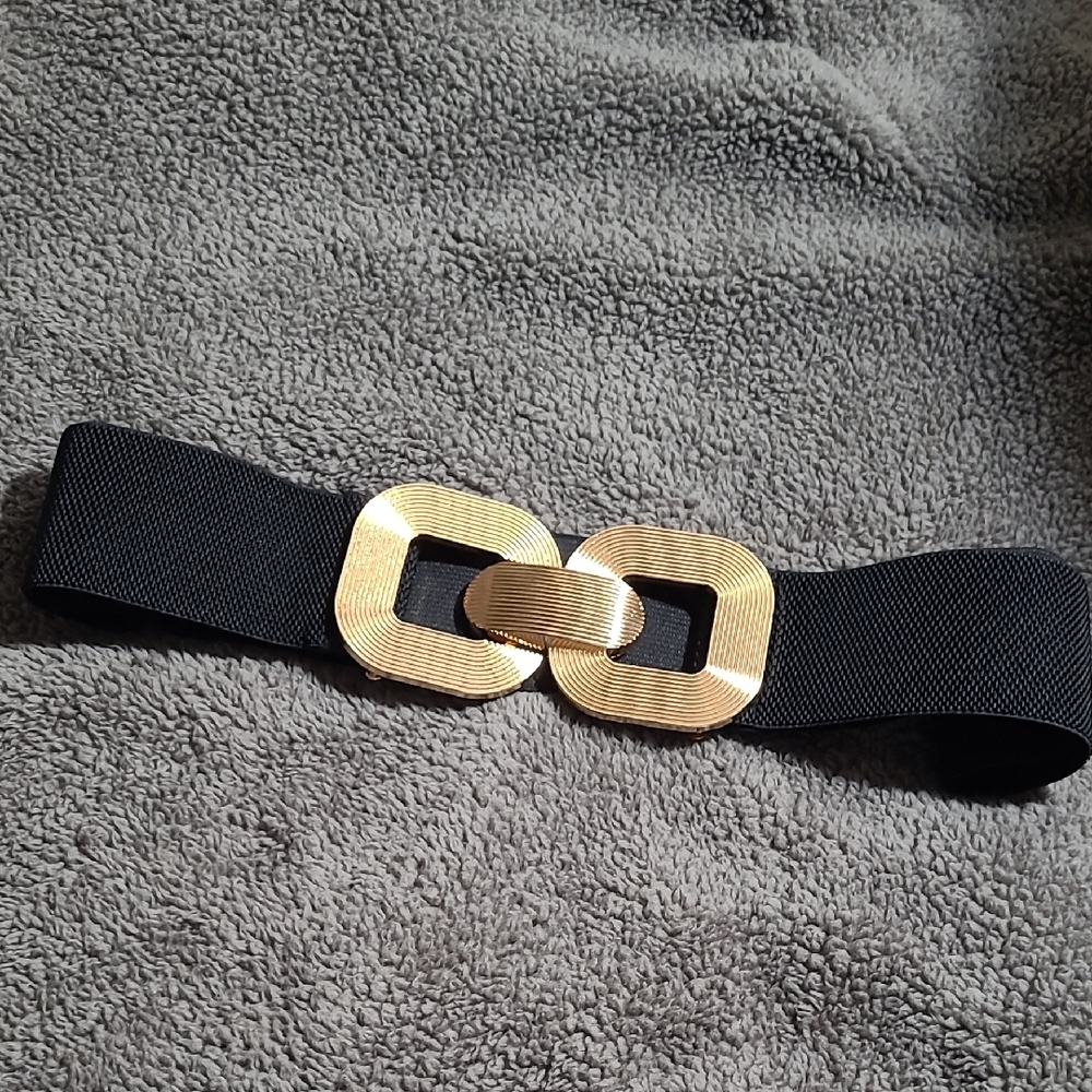 Elegant Black and Gold Women's Stretchy Belt